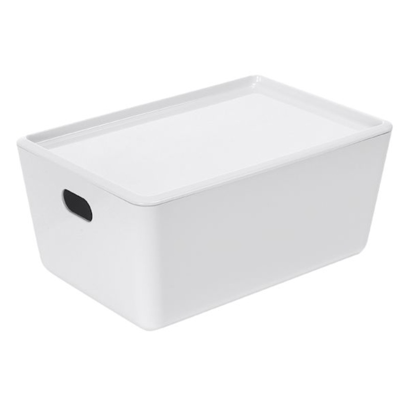 White Modular Storage Bin with Lid, 4l