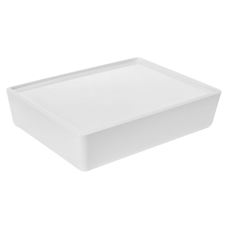 White Modular Storage Bin with Lid, 6l