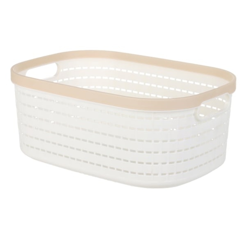 White Rattan Storage Basket, Medium