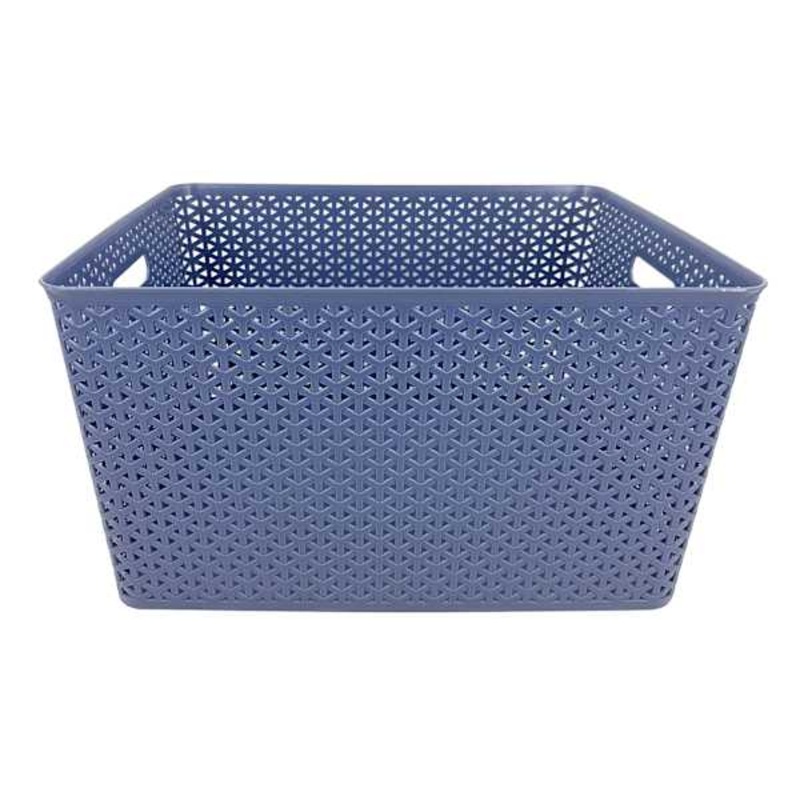 Y-weave Navy Peony Storage Basket, Large