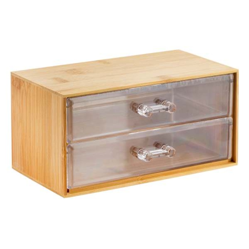 2-Drawer Bamboo Cosmetic Organizer