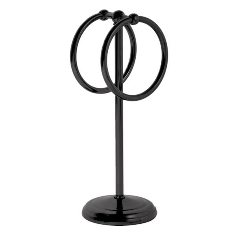 2-Ring Matte Black Fingertip Towel Stand, 11.5″