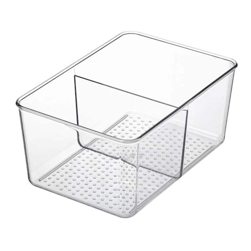 2-Section Clear Tall Storage Bin