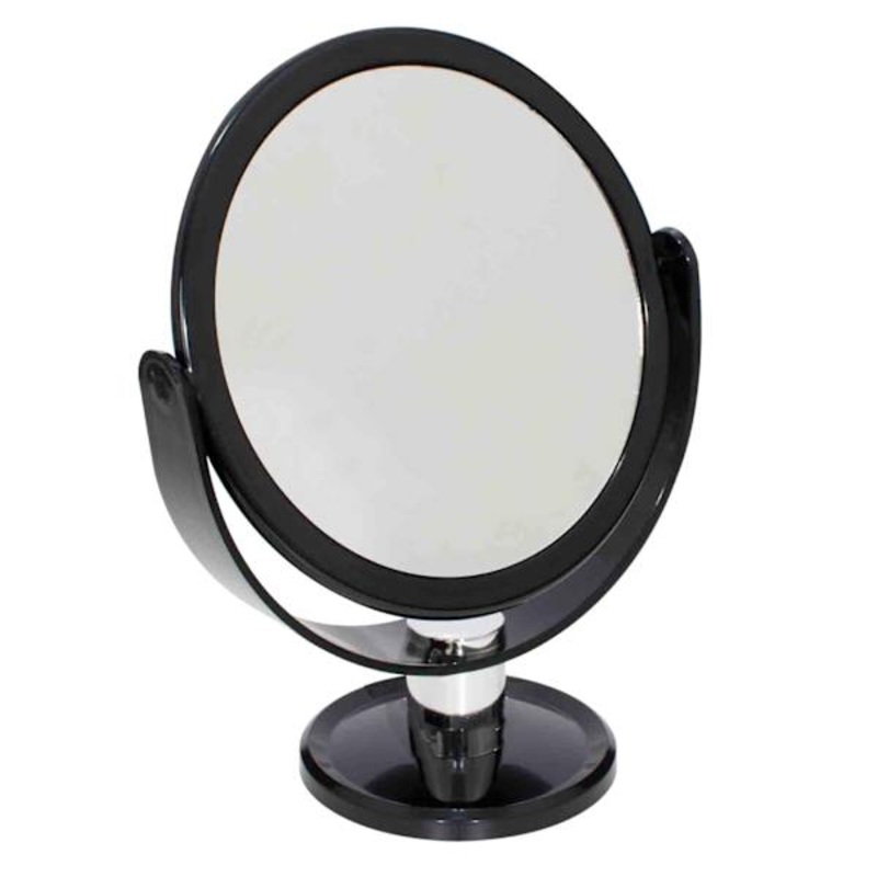 2 Sided Mirror Round 2X Magnification Black