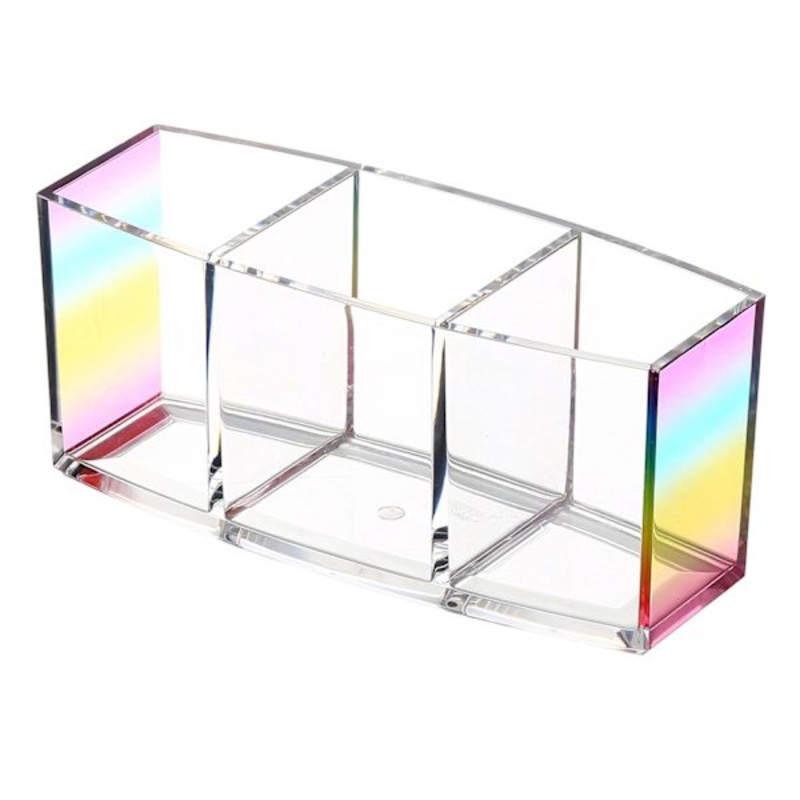 3-Compartment Rainbow Oval Cosmetic Organizer