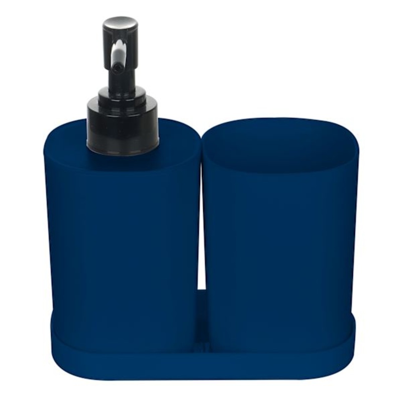 3-Piece Navy Blue Countertop Accessories Set