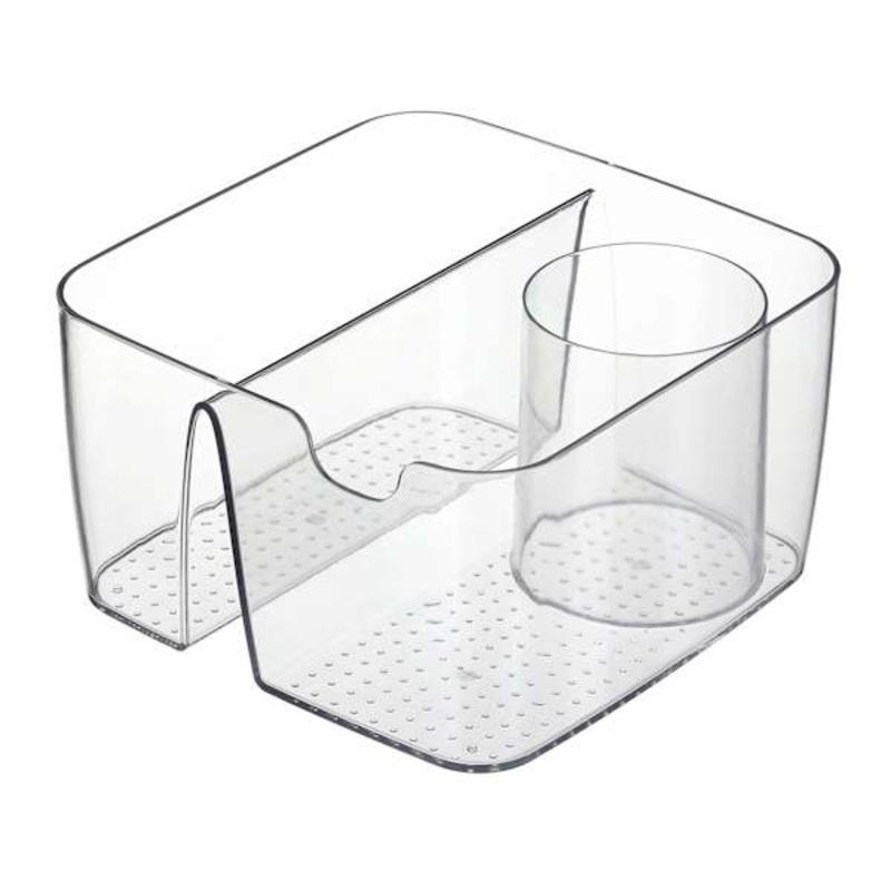3-Section Clear Storage Bin with Holder