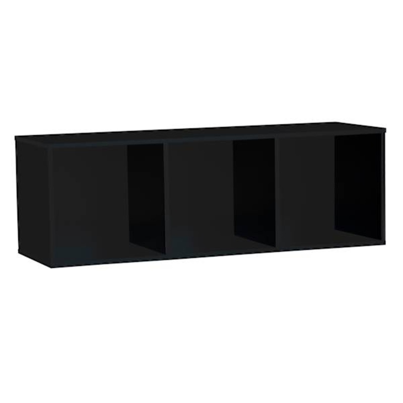 3-Section Cube Wooden Storage Organizer, Black