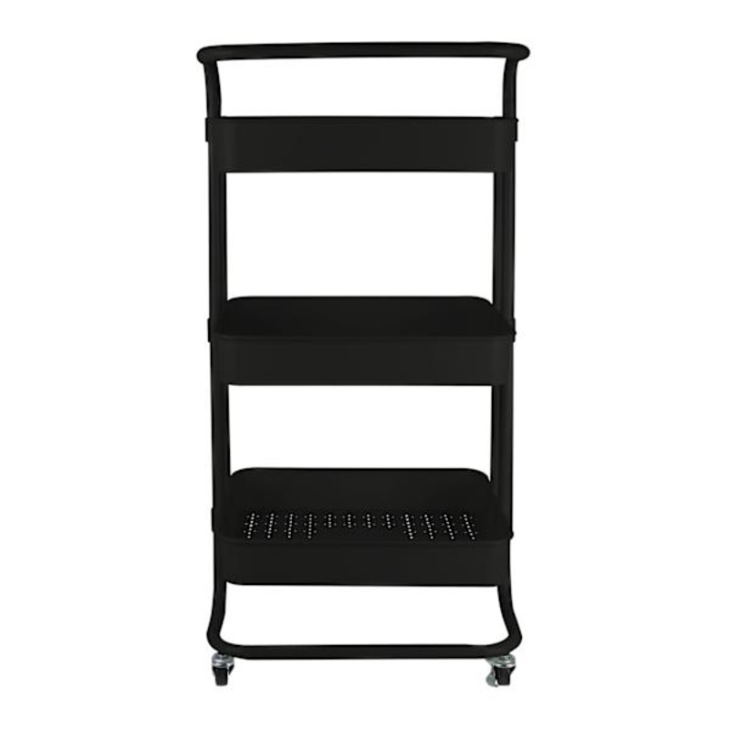 3-Tier Rolling Storage Cart, Black