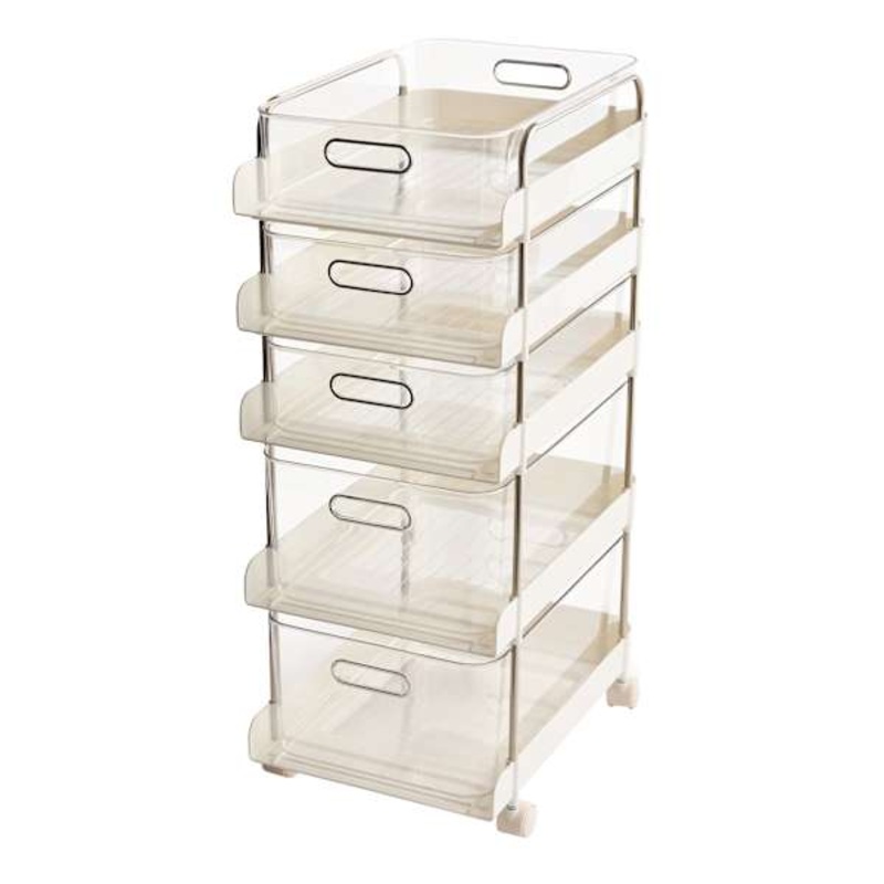 5-Drawer Acrylic Rolling Cart, White