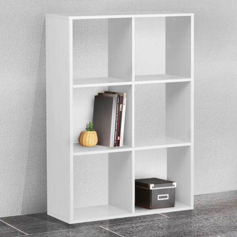 6-Cube White Wooden Storage Organizer