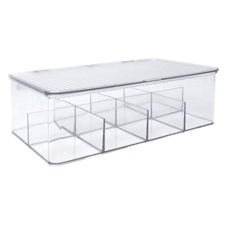 8-Compartment Clear Hinged Storage Bin, 10.8×6.5