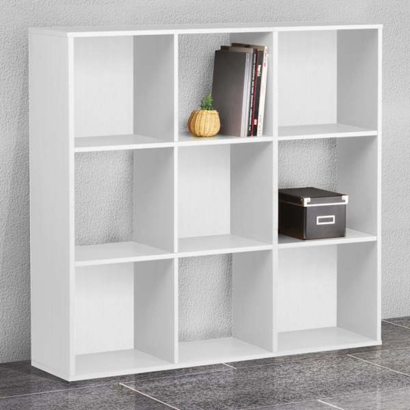 9-Cube White Wooden Storage Organizer