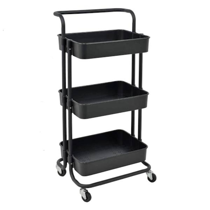 Black Rolling Storage Cart with Handle, 34.2″