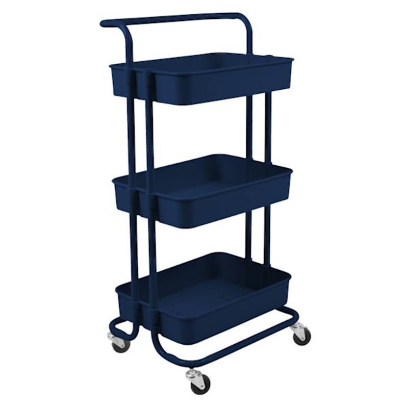 Blue Rolling Storage Cart with Handle, 34.2″
