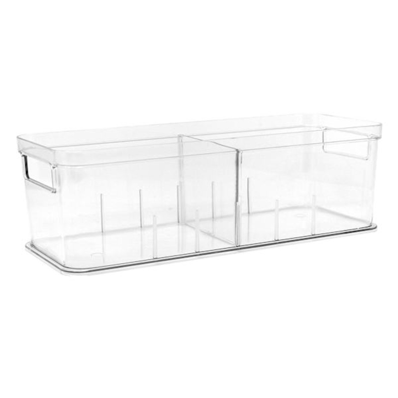 Clear Storage Bin with Divider, Large