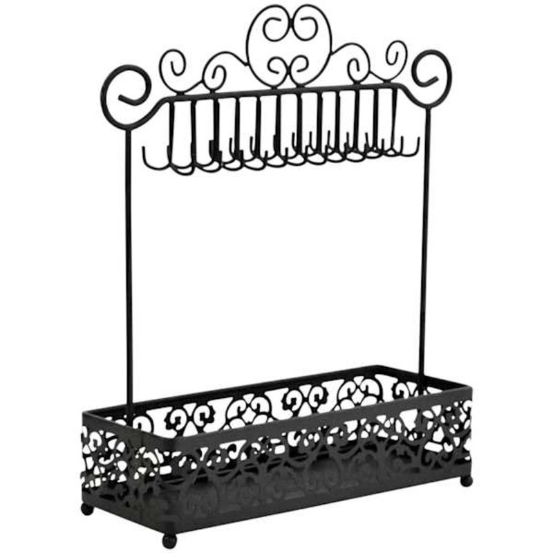 Damask Matte Black Wire Jewelry Stand