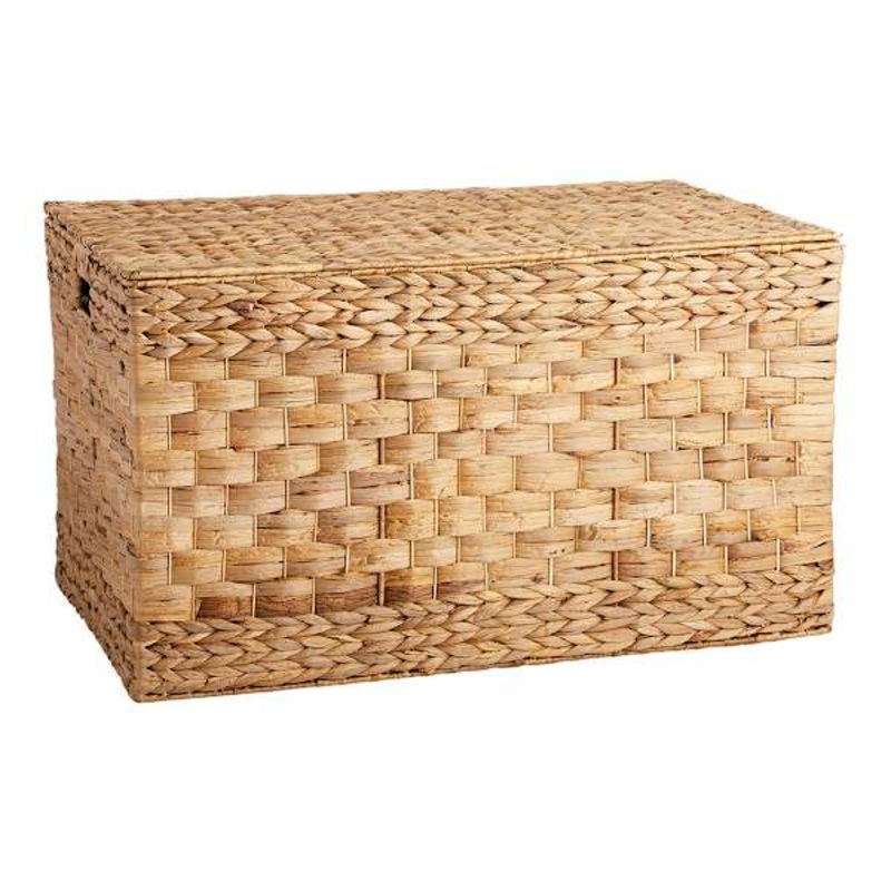 Water Hyacinth Storage Trunk with Flat Lid, Large