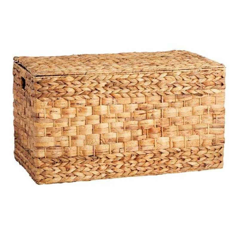 Water Hyacinth Storage Trunk with Flat Lid, Medium