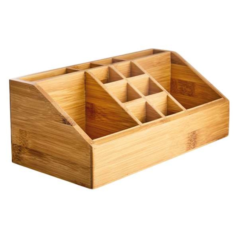 12-Compartment Bamboo Cosmetic Drawer Organizer