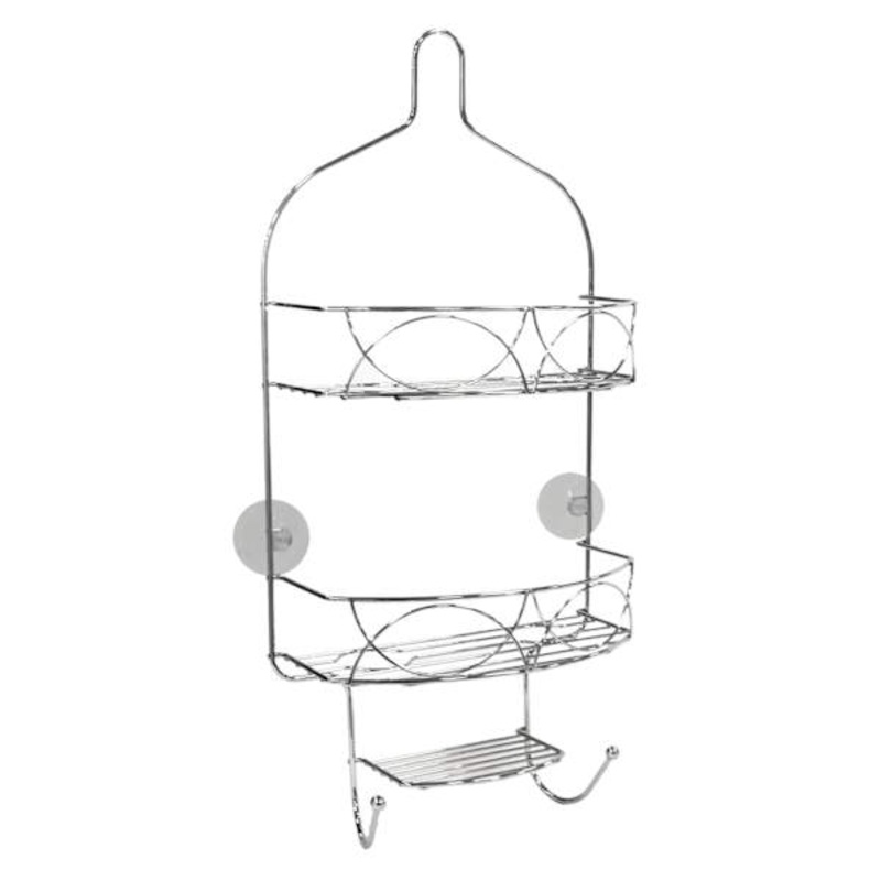 2-Tier Pietro Grey Metal Wired Shower Caddy with Soap Dish