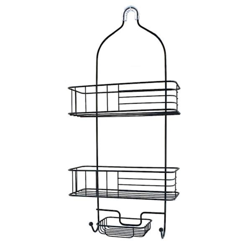 3-Tray Iron Shower Caddy with Powder Coating, Matte Black