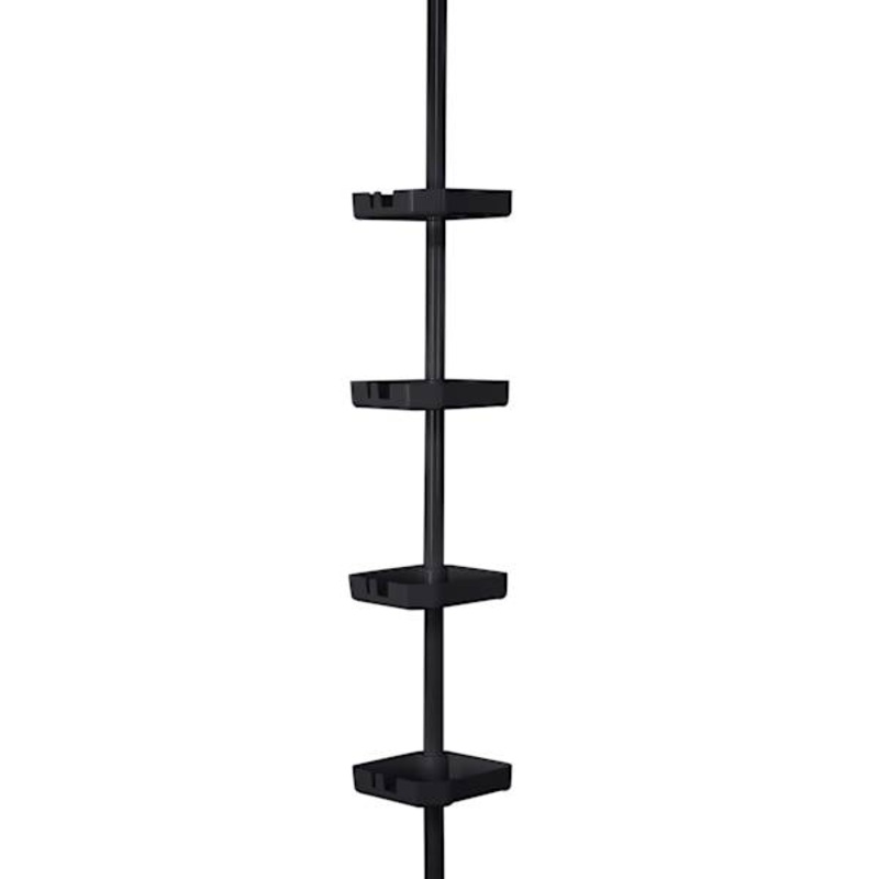 4-Tier Tension Shower Caddy, Matte Black