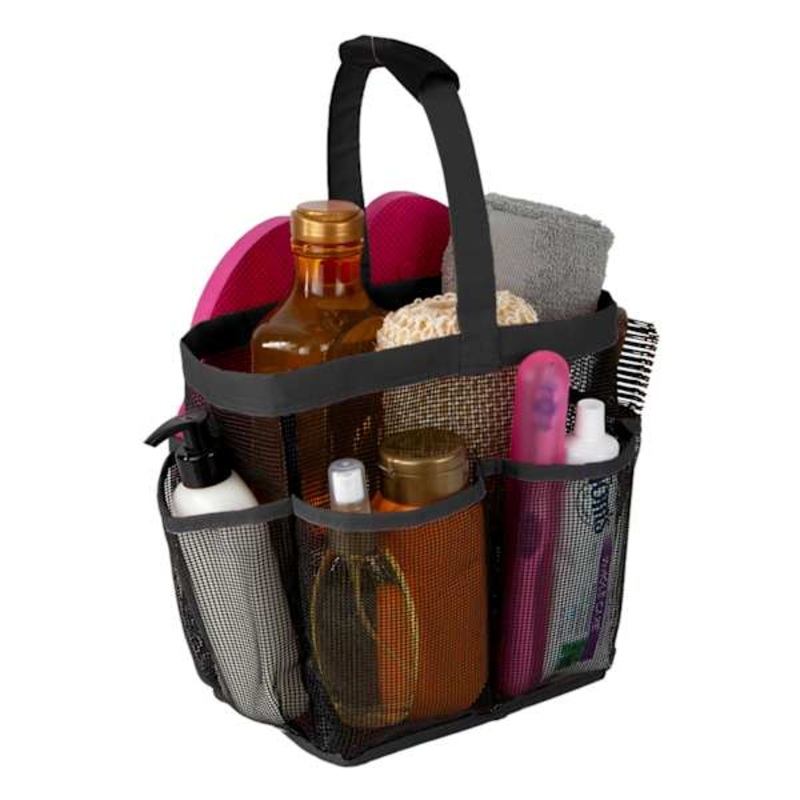 6-Pocket Black Rubber Mesh Bath Tote