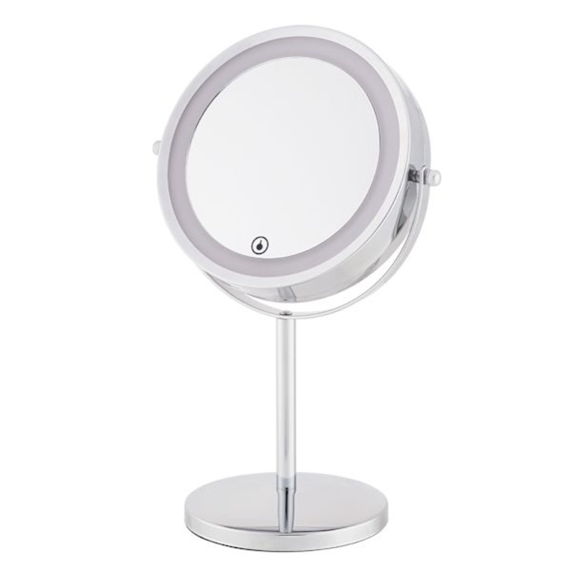 Chrome Round 1X & 3X LED Table Mirror, 12.7″