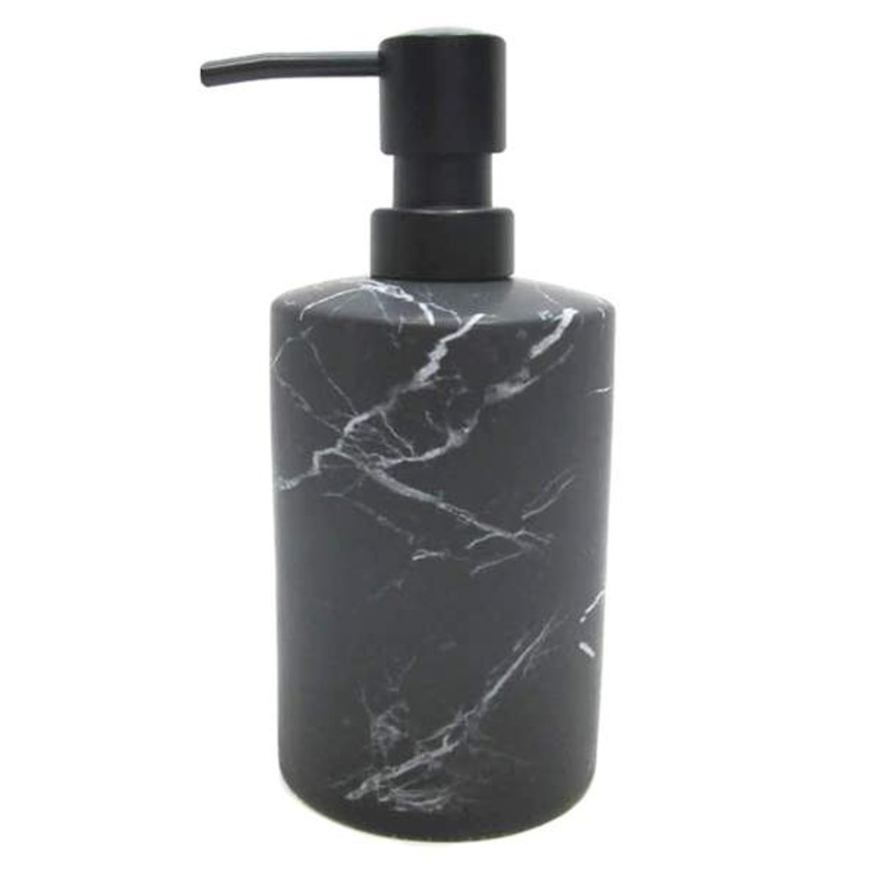 Crosby St. Hudson Black Marble Ceramic Soap Dispenser, 7″