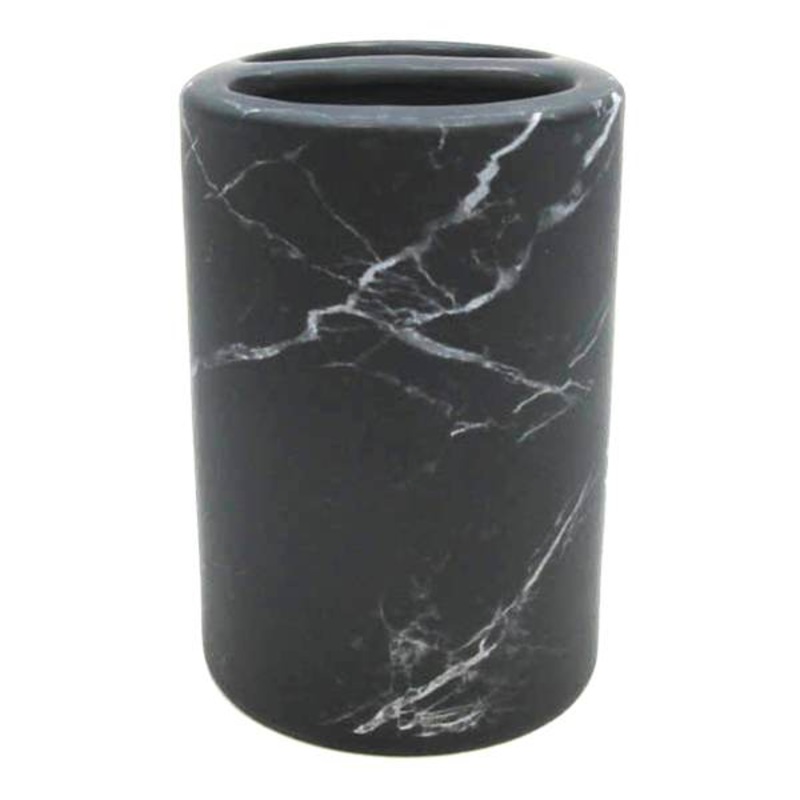 Crosby St. Hudson Black Marble Ceramic Toothbrush Holder, 4.8″