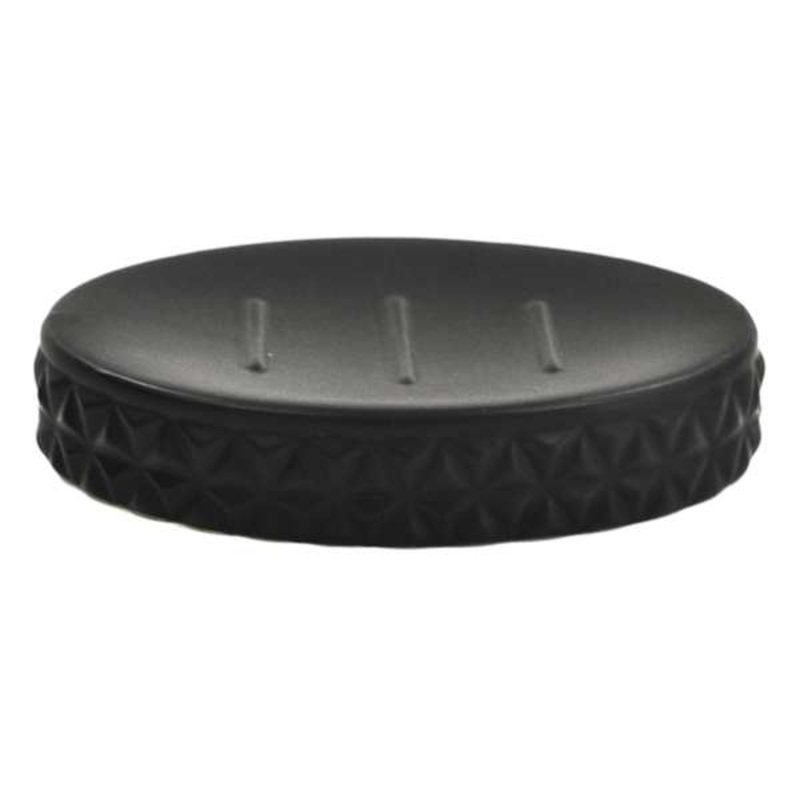 Crosby St. Matte Black Biker Textured Soap Dish, 5.8″