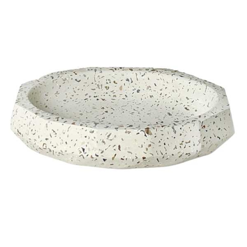 Crosby St. Mica White Terrazzo Cement Soap Dish, 5.5″