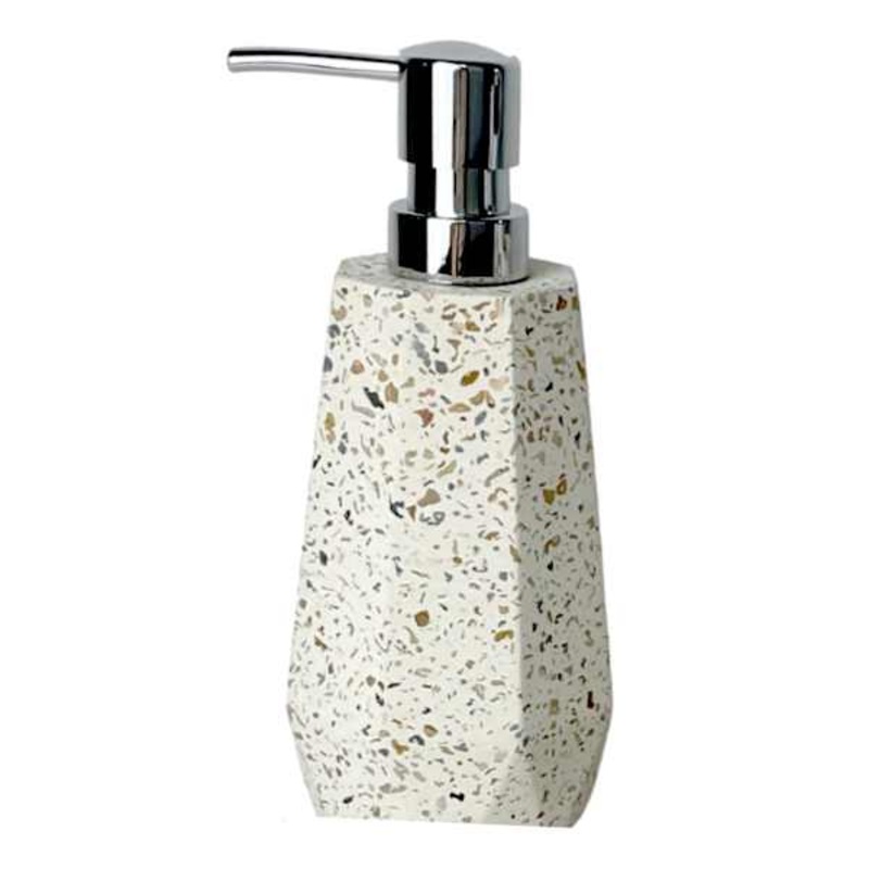 Crosby St. Mica White Terrazzo Cement Soap Dispenser, 7.7″