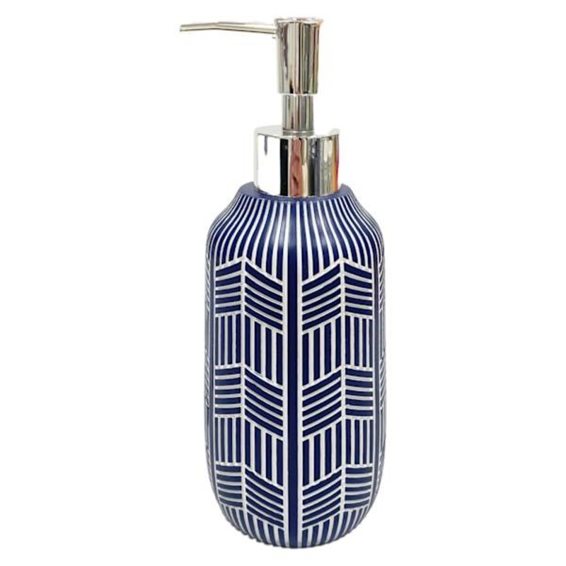 Crosby St. Milo Blue Chevron Soap Dispenser, 7.9″