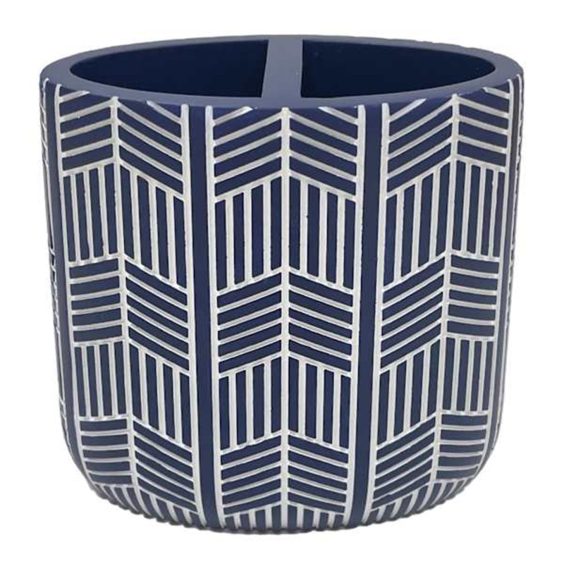 Crosby St. Milo Blue Chevron Toothbrush Holder, 4.3″
