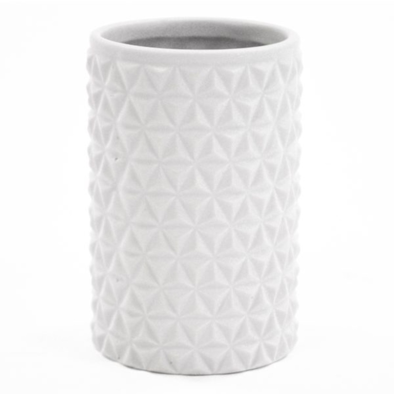 Crosby St. White Biker Textured Bath Tumbler, 5″