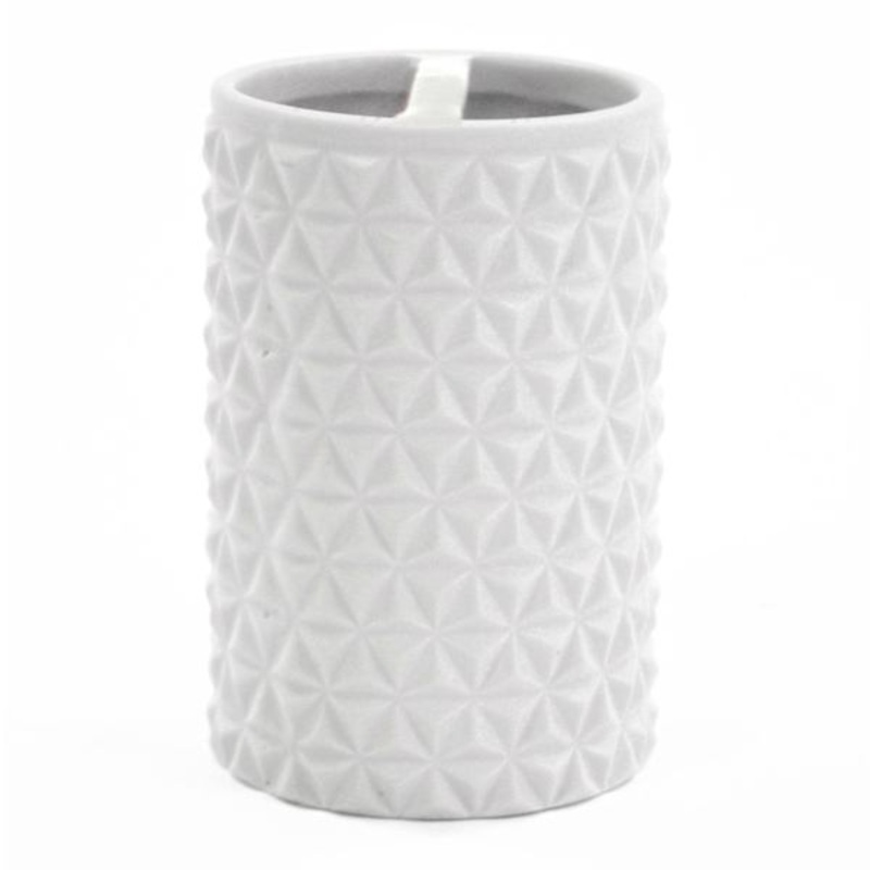 Crosby St. White Biker Textured Toothbrush Holder, 4.8″