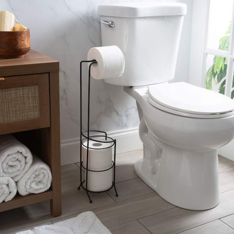 Olsen Matte Black Toilet Paper Holder, 24″