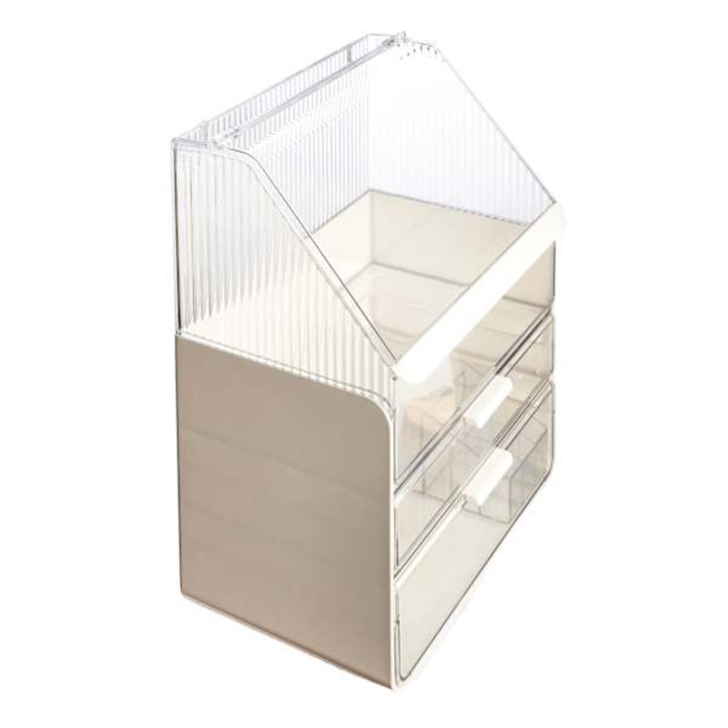 Oversized Cosmetic Organizer with Drawers, White