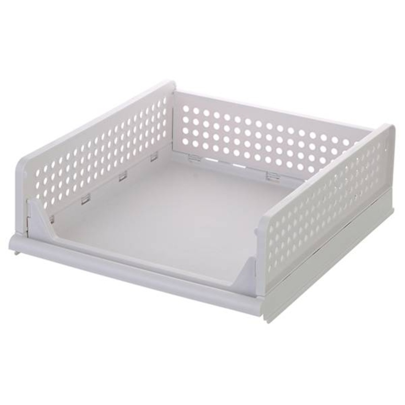 Plastic Wide Collapsible Short Stacking Closet Bin, Small