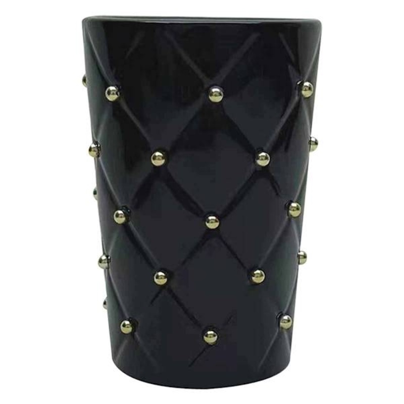 Providence Black & Gold Quilted Ceramic Stud Bath Tumbler