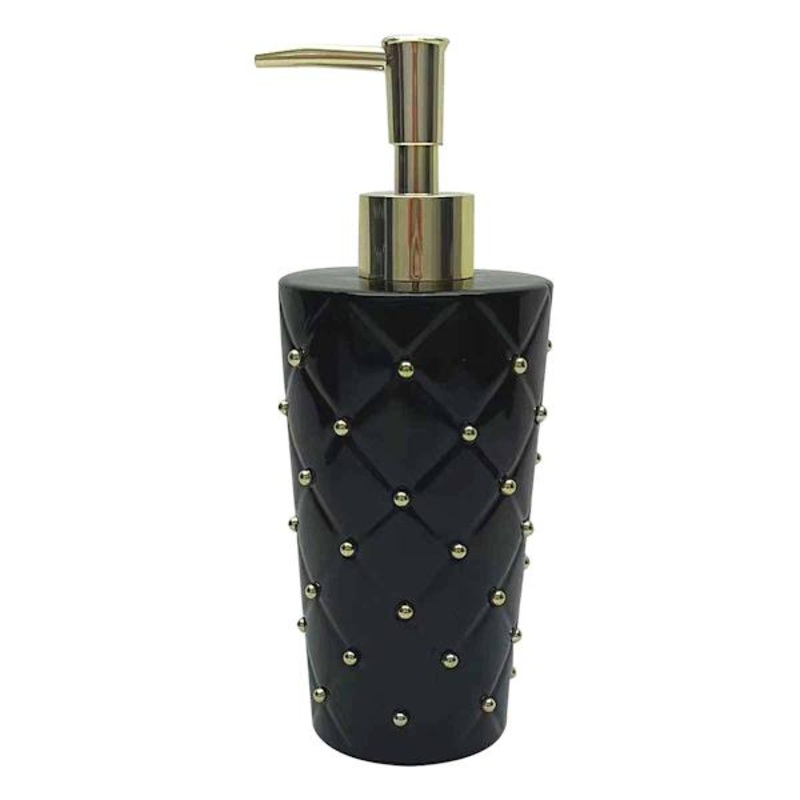 Providence Black & Gold Quilted Ceramic Stud Soap Dispenser, 8″