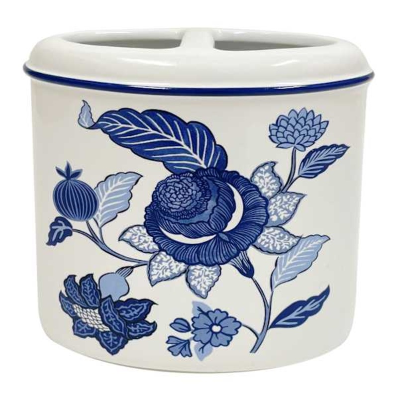 Providence Blue Pomegranate Floral Toothbrush Holder, 4.5″