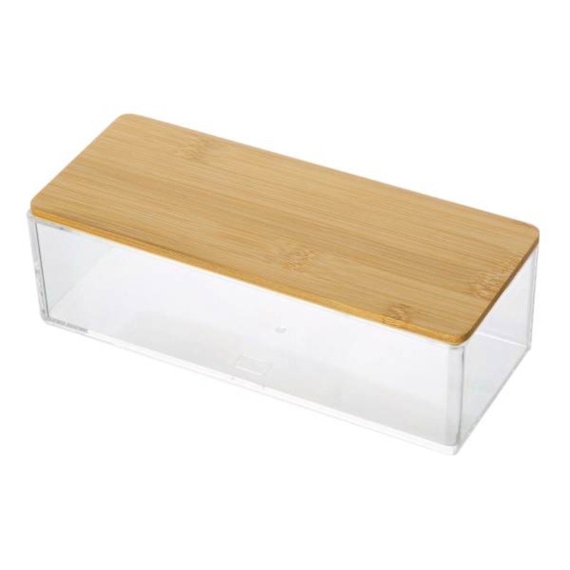 Rectangle Cosmetic Organizer with Bamboo Lid