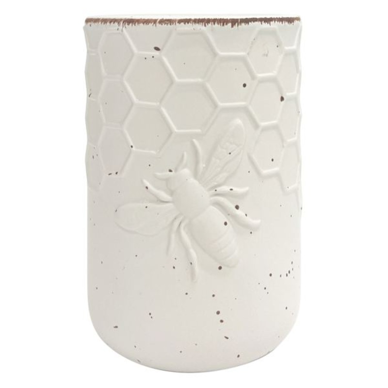White Honeybee Ceramic Tumbler, 4.5″