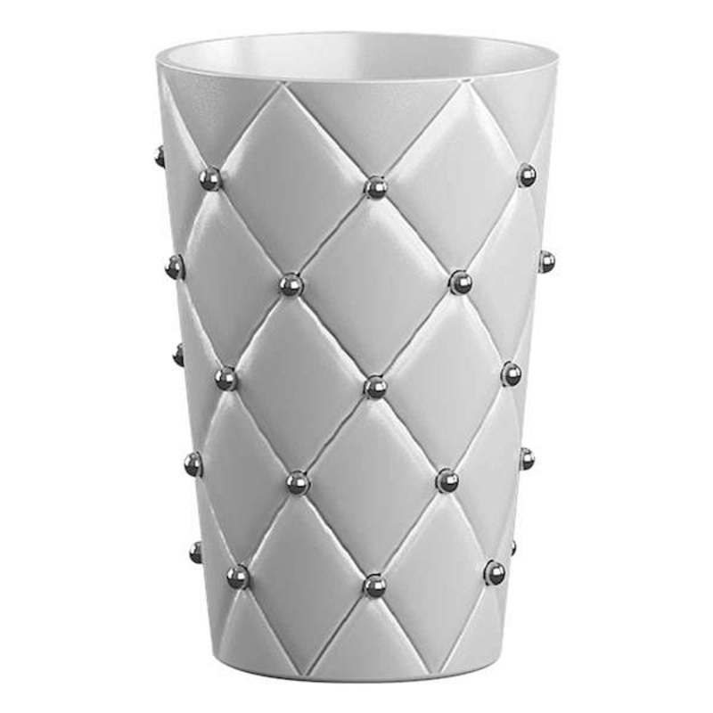 White Quilted Stud Tumbler, 5″