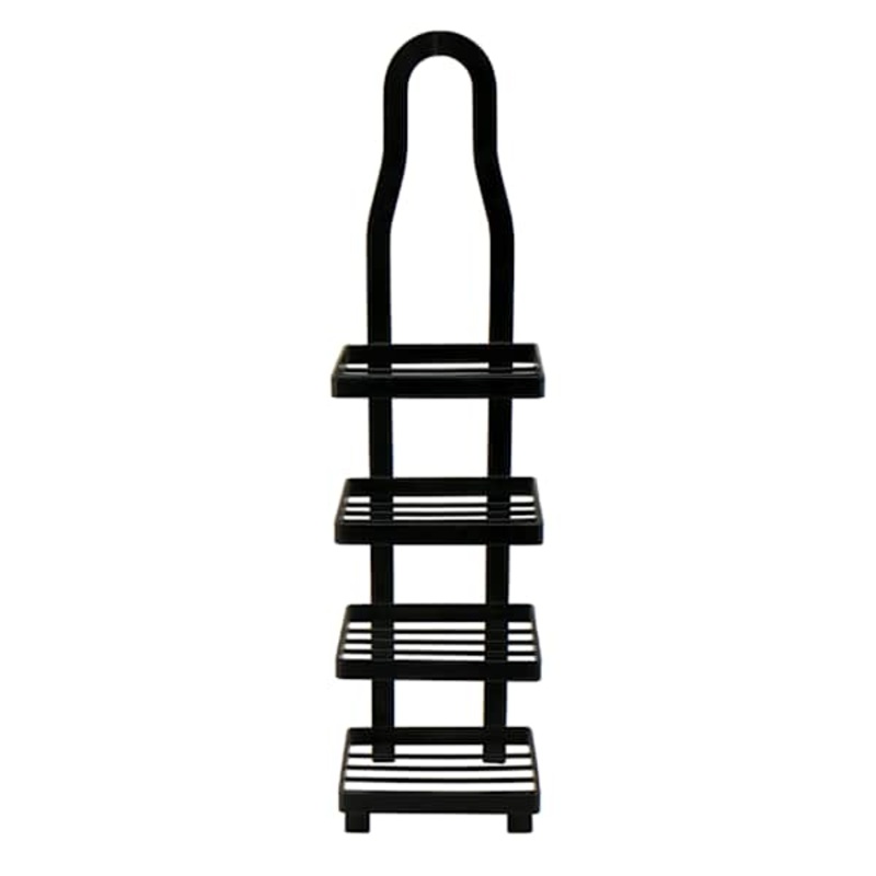 Keller Black 4 Tier Shower Soap Holder with Adhesive Sticker Hooks