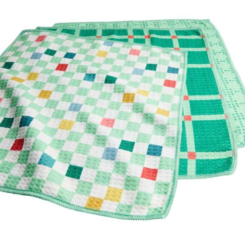 Set of 3 Green Waffle Dish Cloths