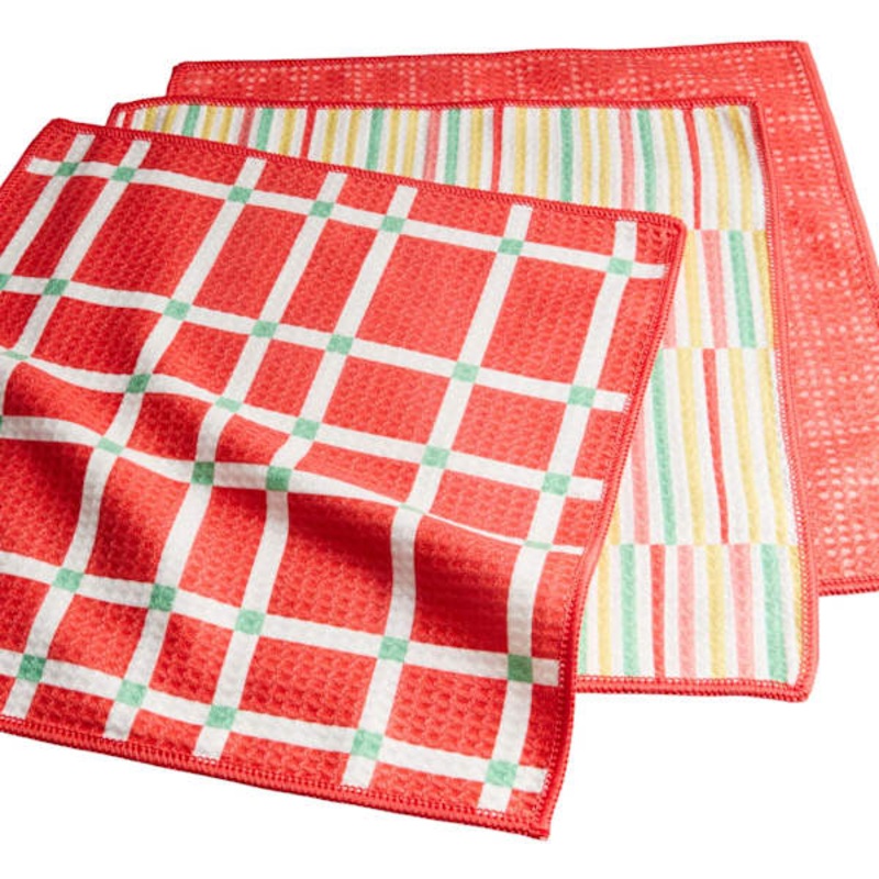 Set of 3 Pink Waffle Dish Cloths